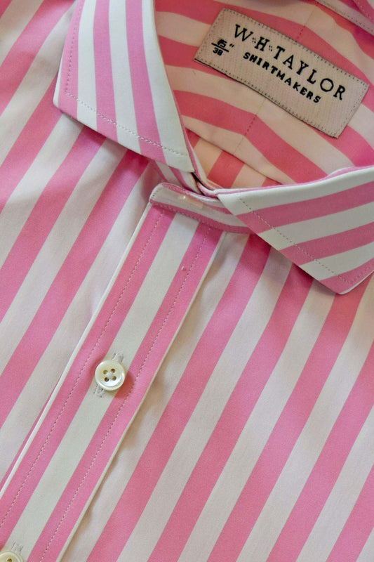 Pink Butcher Stripe Poplin Men's Bespoke Shirt-2