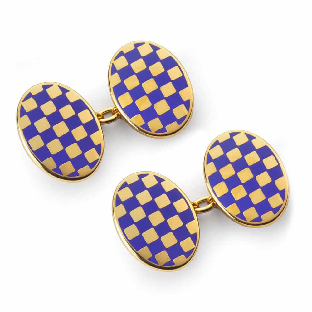 Checkerboard Chain Cufflinks In Indigo