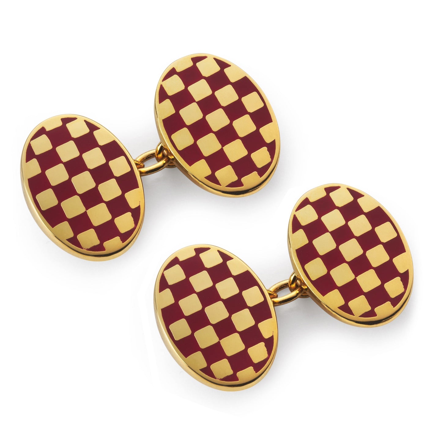 Checkerboard Chain Cufflinks In Burgundy