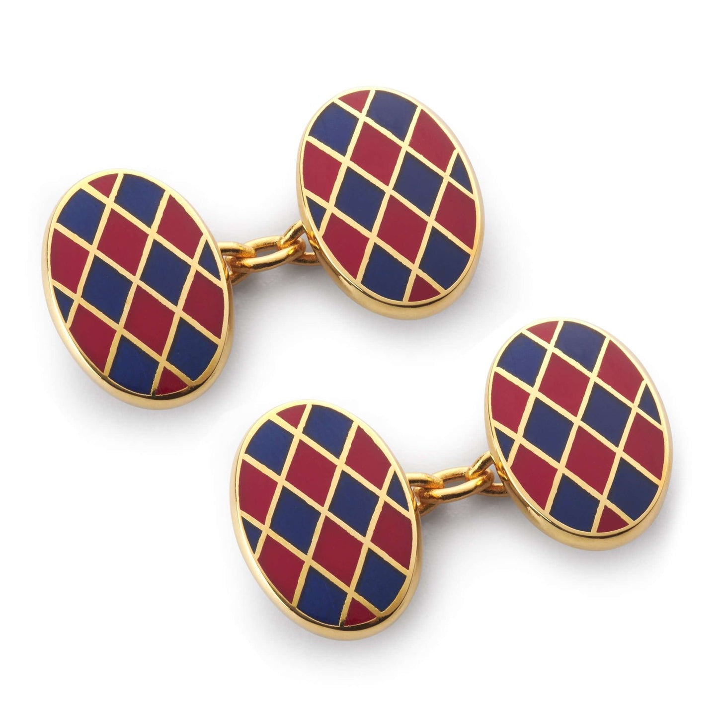 Harlequin Chain Cufflinks In Red & Blue