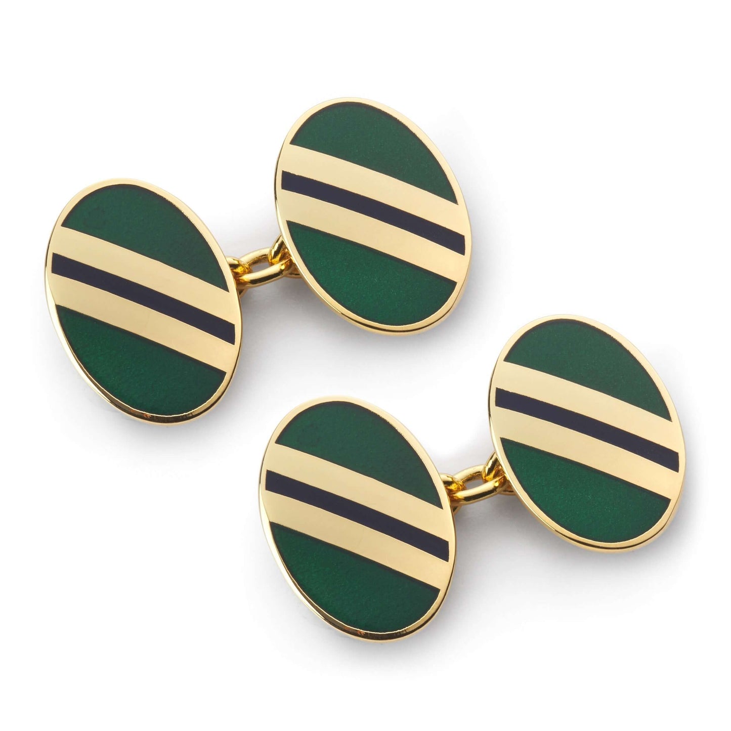 Stripe Chain Cufflinks In Green And Navy