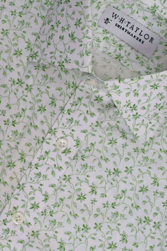 Small Green Floral Pattern Ladies Bespoke Shirt