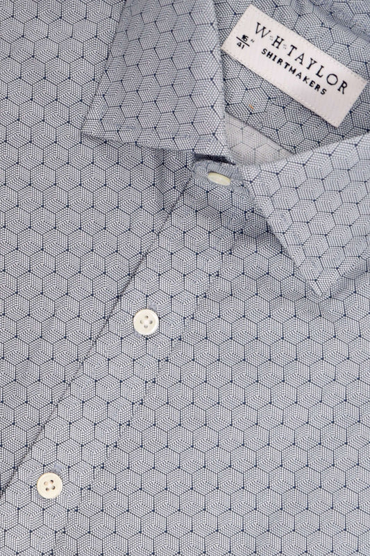Navy Beehive Pattern Men's Bespoke Shirt