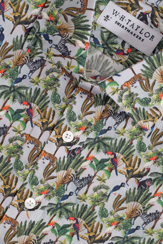 Jungle Pattern White Ladies Bespoke Shirt