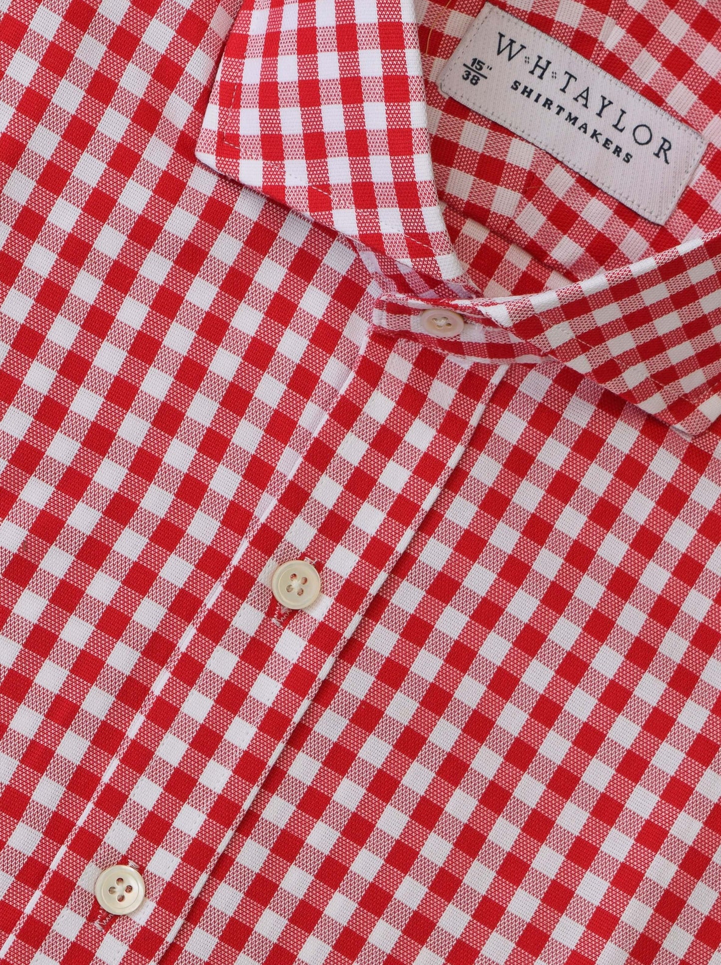 Red Gingham Check Oxford Mens Bespoke Shirt