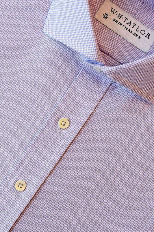 Lilac Puppytooth Check Men's Bespoke Shirt - whtshirtmakers.com