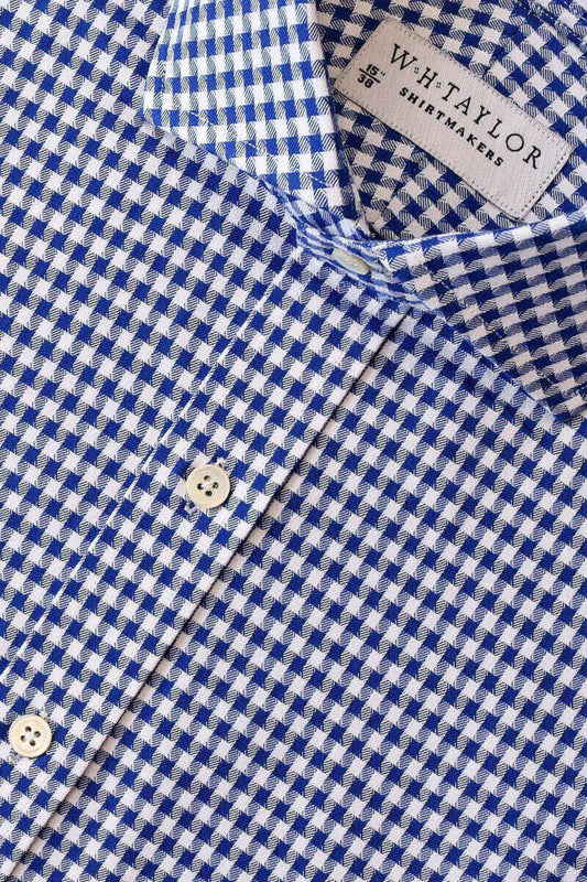 Navy Houndstooth Check Ladies Bespoke Shirt - whtshirtmakers.com